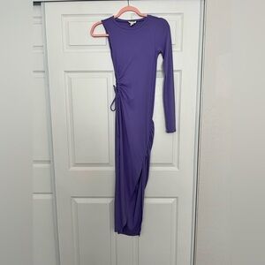 Purple Asymmetrical Ruched Bodycon Dress